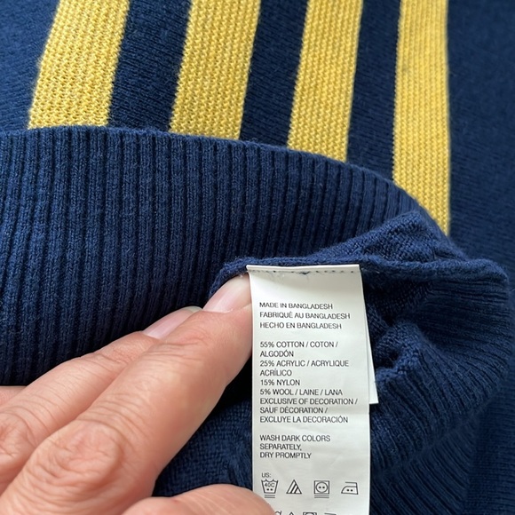 IZOD• Men’s Sweater Blue Yellow Stripes Pullover,Size XXL, Like New - Picture 8 of 13